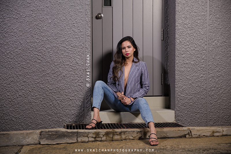 Night fashion photoshoot session with Karen Ivy Diaz at Tanjong Pagar
