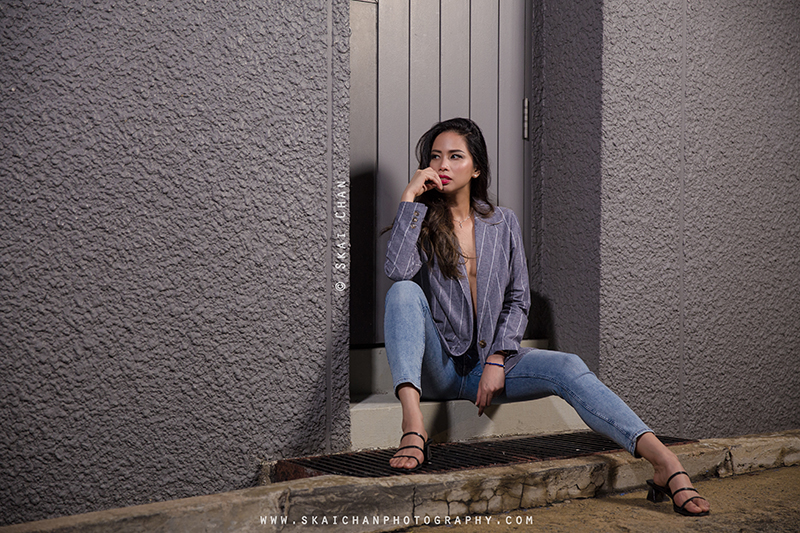 Night fashion photoshoot session with Karen Ivy Diaz at Tanjong Pagar