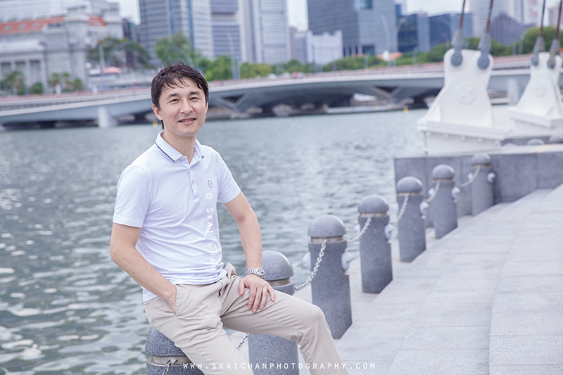 Editorial french horn portrait photoshoot session with Akira Uchida at Esplanade Outdoor Theatre