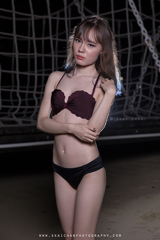 Night Beach Bikini Photoshoot with Katherine Whiteway (Nekotsurin) at Palawan Beach (Sentosa)