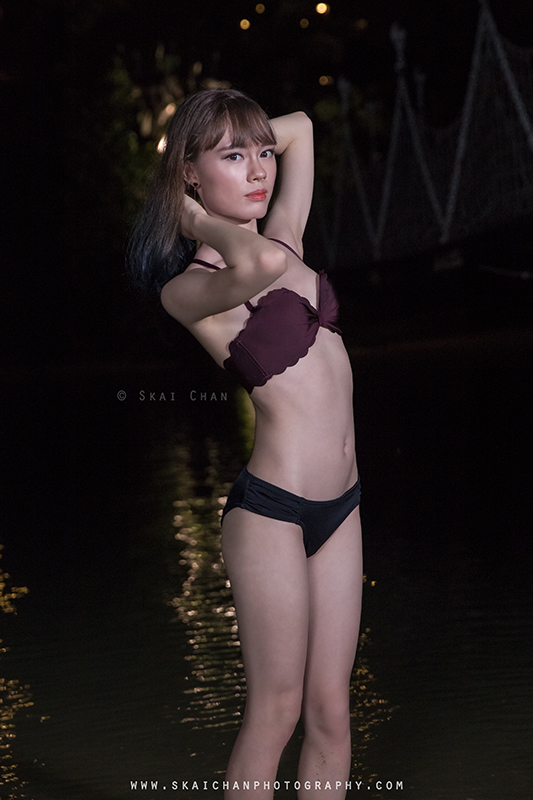 Night Beach Bikini Photoshoot with Katherine Whiteway (Nekotsurin) at Palawan Beach (Sentosa)