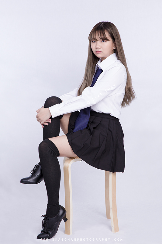 School girl themed glamour photoshoot session with Meron at Tanjong Pagar (photography studio)