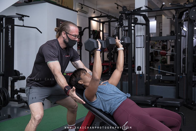Commercial personal training photoshoot session with Gold's Gym Singapore at various gym outlets