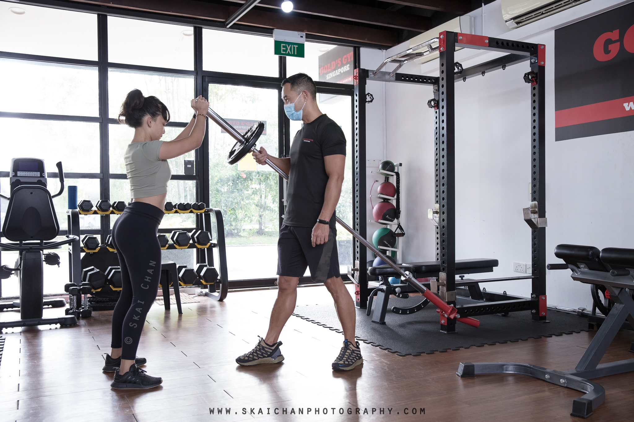 Commercial personal training photoshoot session with Gold's Gym Singapore at various gym outlets