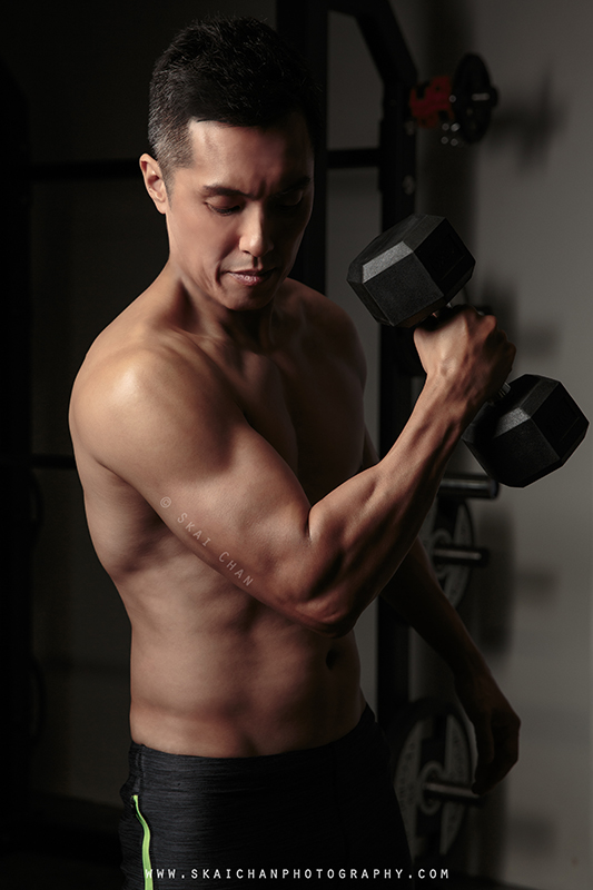 Men's fitness gym photoshoot session with Liu Wing Lun at Gold's Gym Singapore, Hong Kong Street outlet