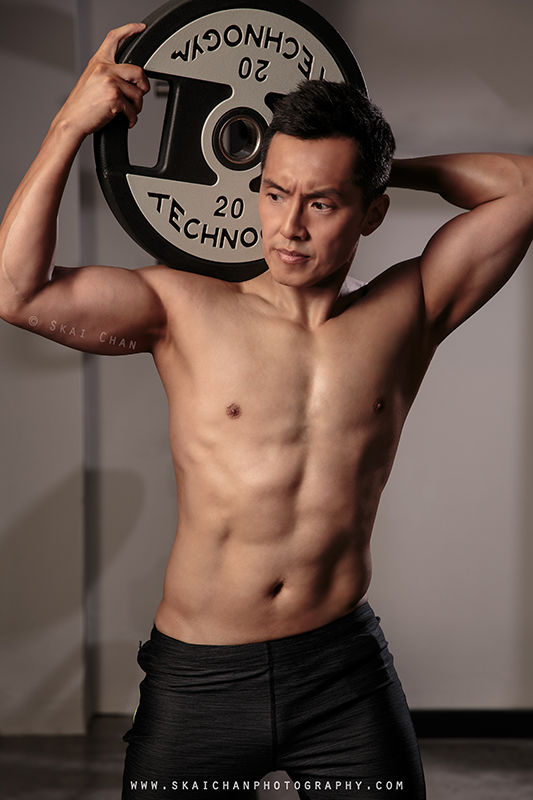 Men's fitness gym photoshoot session with Liu Wing Lun at Gold's Gym Singapore, Hong Kong Street outlet
