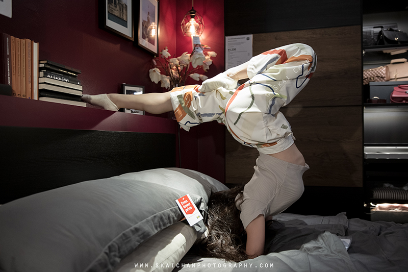 Indoor creative lifestyle yoga photoshoot session with Mel at IKEA Alexandra