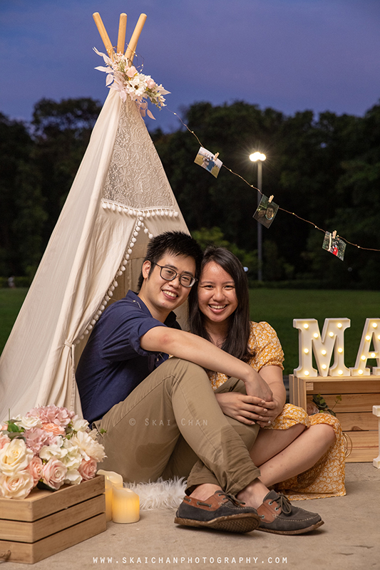 Anthony & Divlynn surprise wedding proposal photoshoot at Parkland Green, East Coast Park (ECP)