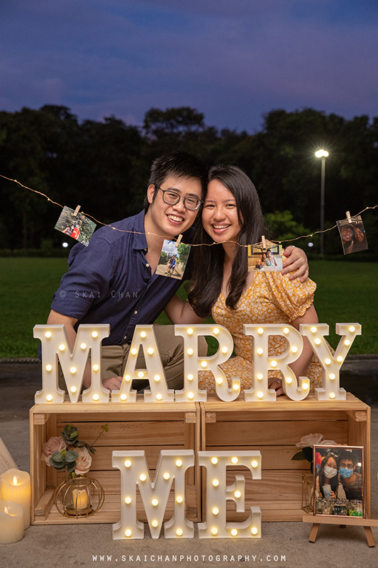 Anthony & Divlynn surprise wedding proposal photoshoot at Parkland Green, East Coast Park (ECP)