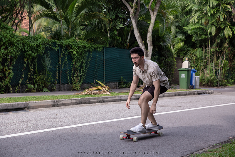 Sports longboard photoshoot session with Lukas Berger at Tanjong Katong