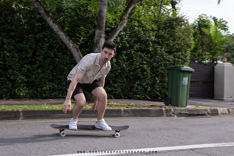 Sports longboard photoshoot session with Lukas Berger at Tanjong Katong