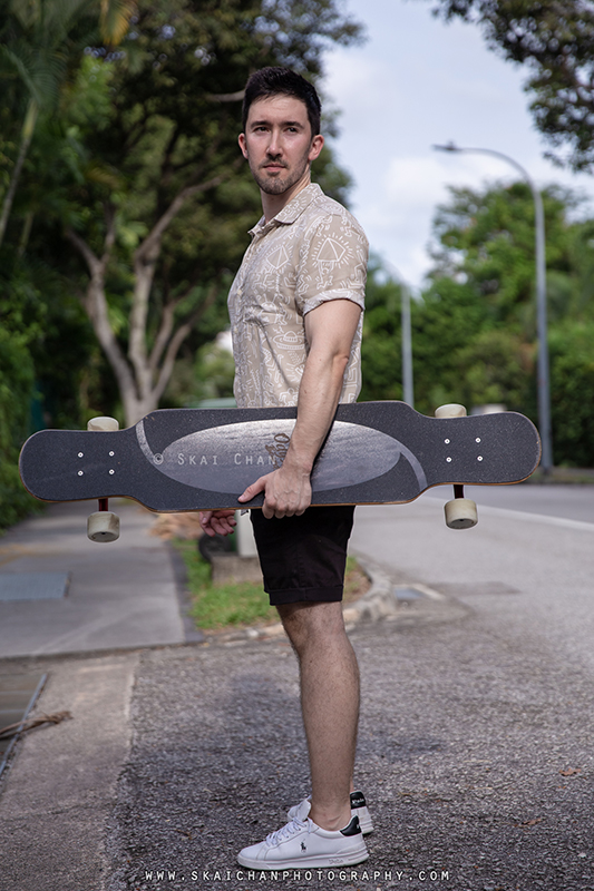 Sports longboard photoshoot session with Lukas Berger at Tanjong Katong