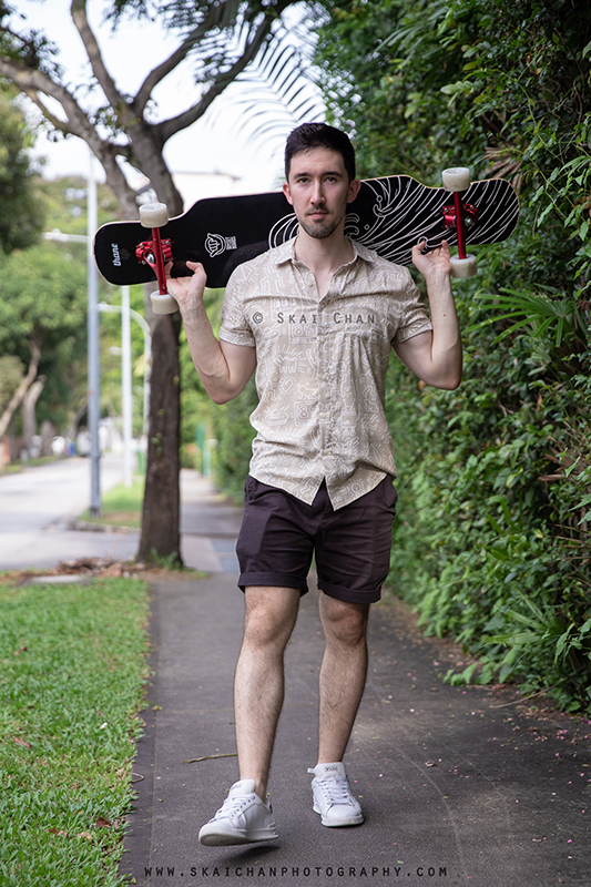 Sports longboard photoshoot session with Lukas Berger at Tanjong Katong