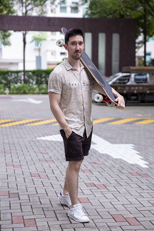 Sports longboard photoshoot session with Lukas Berger at Tanjong Katong