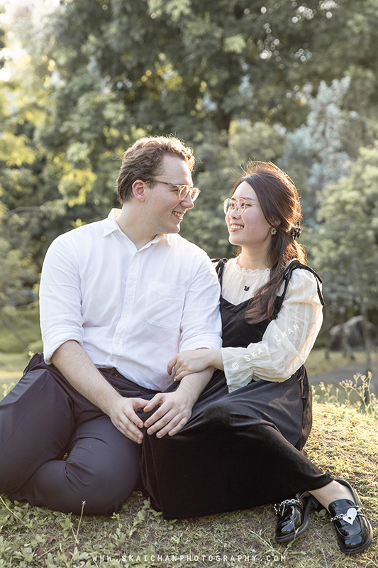 Outdoor casual couple photoshoot session with Keagan & Nancy at Serene Garden @ Gardens By The Bay