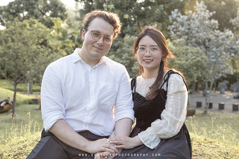 Outdoor casual couple photoshoot session with Keagan & Nancy at Serene Garden @ Gardens By The Bay
