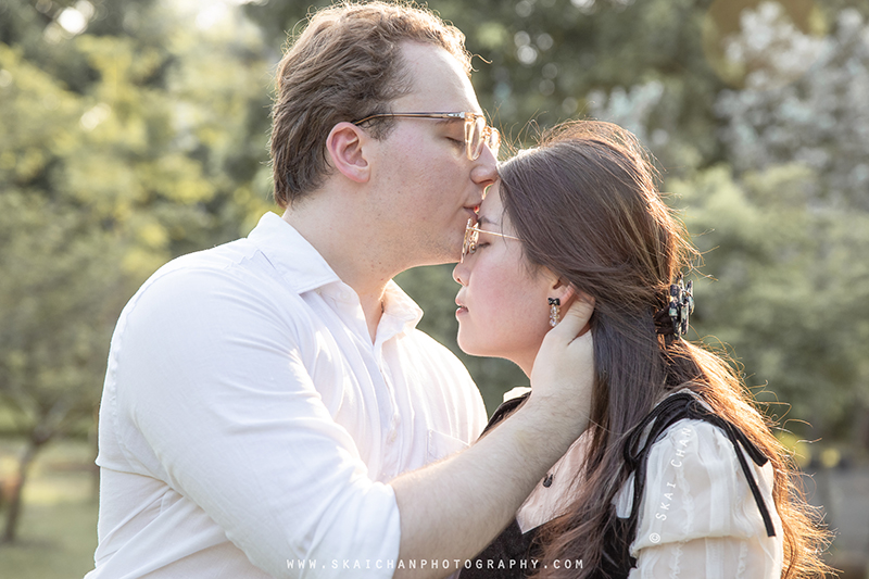 Outdoor casual couple photoshoot session with Keagan & Nancy at Serene Garden @ Gardens By The Bay