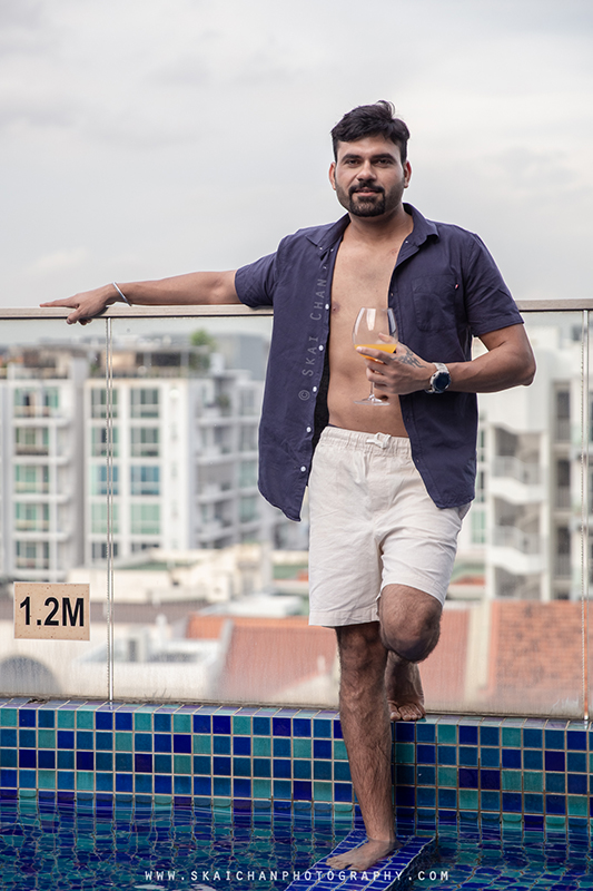 Men's lifestyle fitness portrait photoshoot session with Anmol @ swimming pool @ Edenz Loft