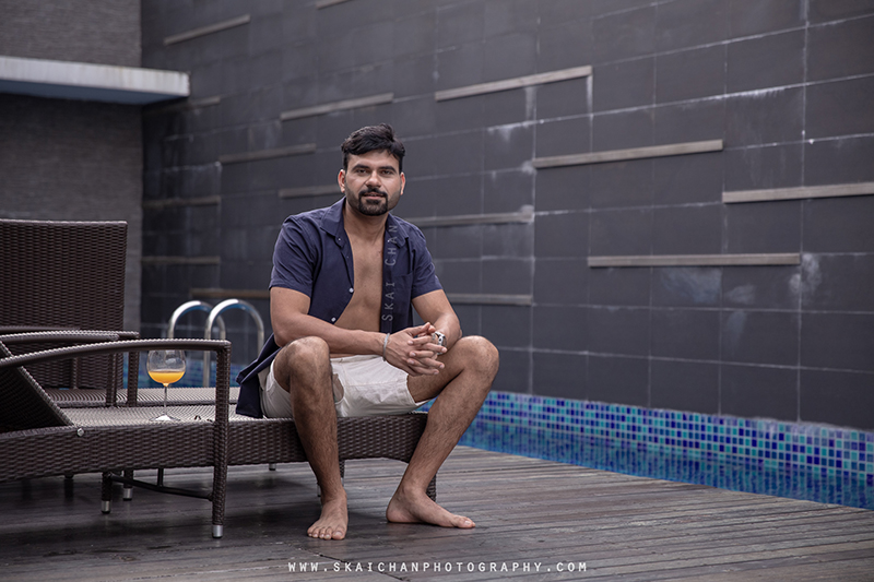 Men's lifestyle fitness portrait photoshoot session with Anmol @ swimming pool @ Edenz Loft