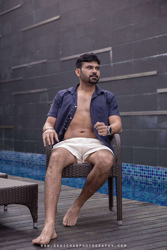 Men's lifestyle fitness portrait photoshoot session with Anmol @ swimming pool @ Edenz Loft