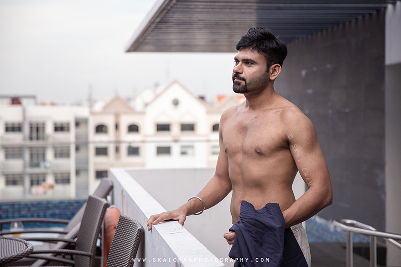 Men's lifestyle fitness portrait photoshoot session with Anmol @ swimming pool @ Edenz Loft