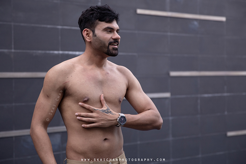 Men's lifestyle fitness portrait photoshoot session with Anmol @ swimming pool @ Edenz Loft