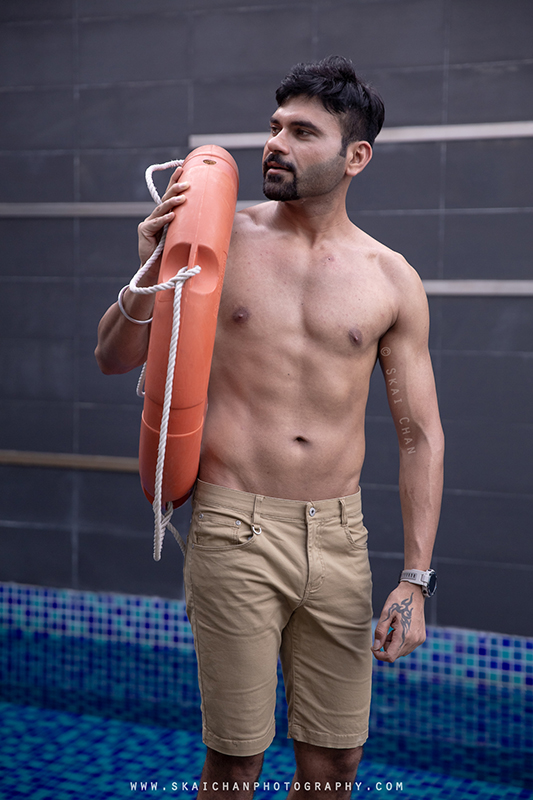 Men's lifestyle fitness portrait photoshoot session with Anmol @ swimming pool @ Edenz Loft