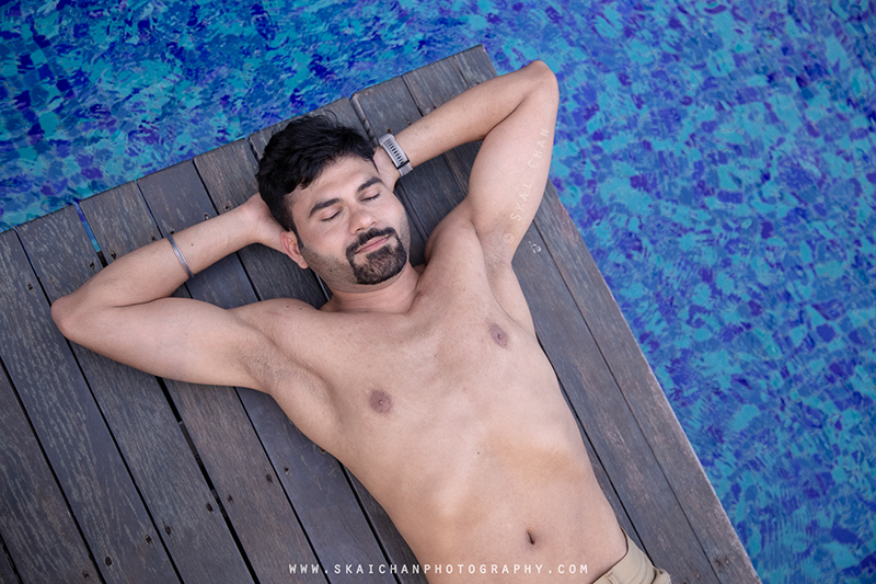 Men's lifestyle fitness portrait photoshoot session with Anmol @ swimming pool @ Edenz Loft