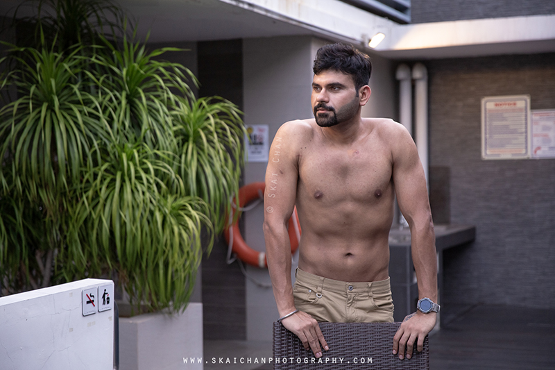 Men's lifestyle fitness portrait photoshoot session with Anmol @ swimming pool @ Edenz Loft