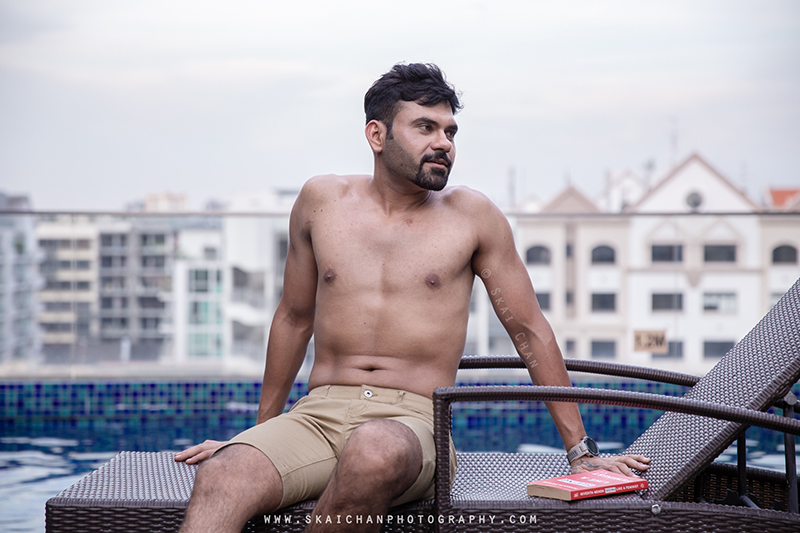 Men's lifestyle fitness portrait photoshoot session with Anmol @ swimming pool @ Edenz Loft