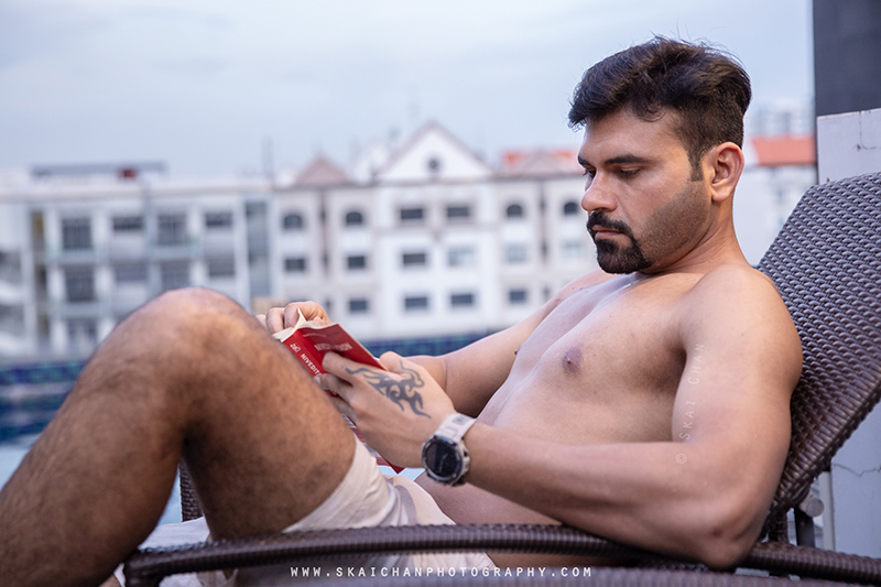 Men's lifestyle fitness portrait photoshoot session with Anmol @ swimming pool @ Edenz Loft