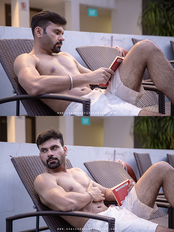 Men's lifestyle fitness portrait photoshoot session with Anmol @ swimming pool @ Edenz Loft