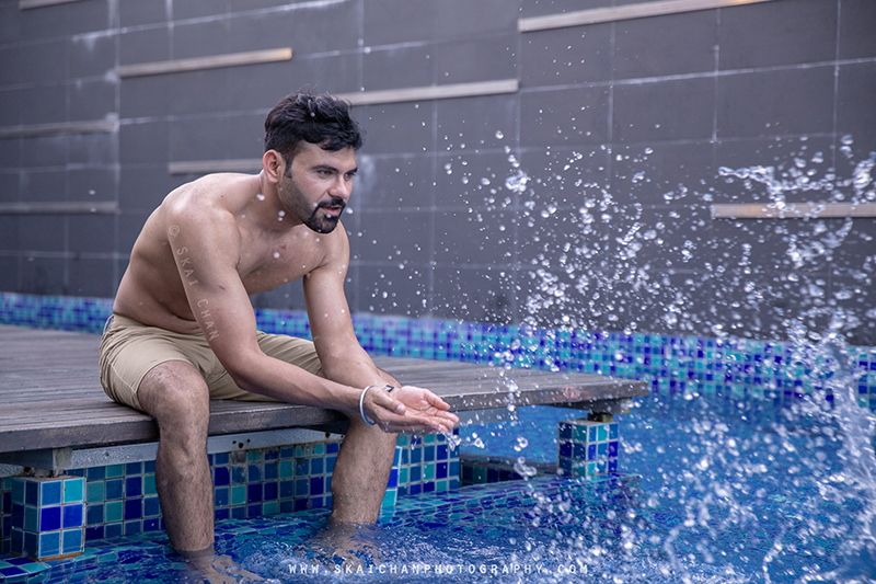 Water themed fitness portrait photoshoot session with Anmol @ swimming pool @ Edenz Loft