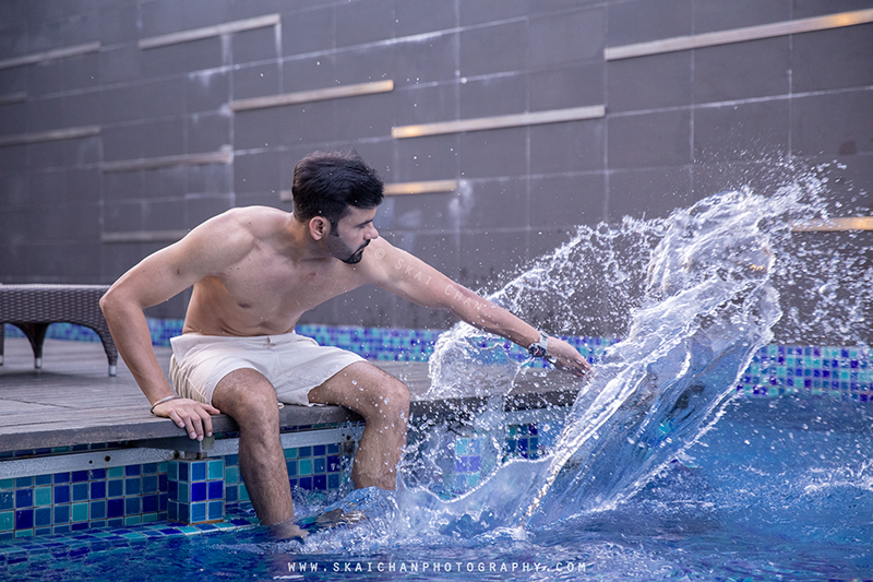 Water themed fitness portrait photoshoot session with Anmol @ swimming pool @ Edenz Loft