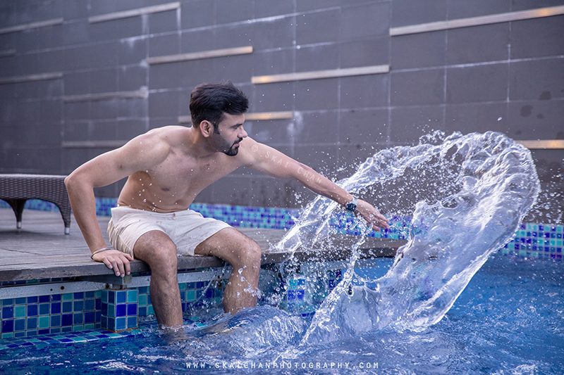 Water themed fitness portrait photoshoot session with Anmol @ swimming pool @ Edenz Loft
