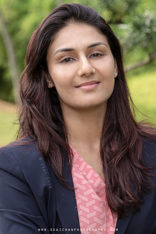 Outdoor corporate photoshoot session with Pallavi at Serene Garden, Gardens by the Bay