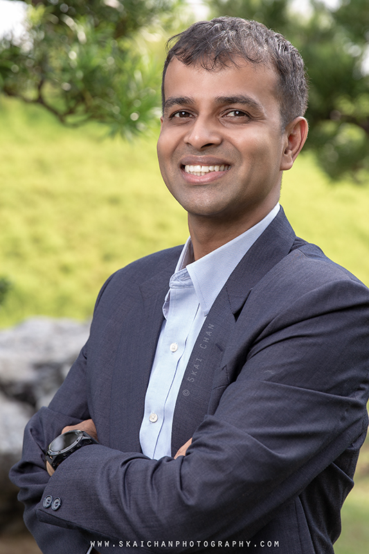 Outdoor corporate photoshoot session with Vijay at Serene Garden, Gardens by the Bay