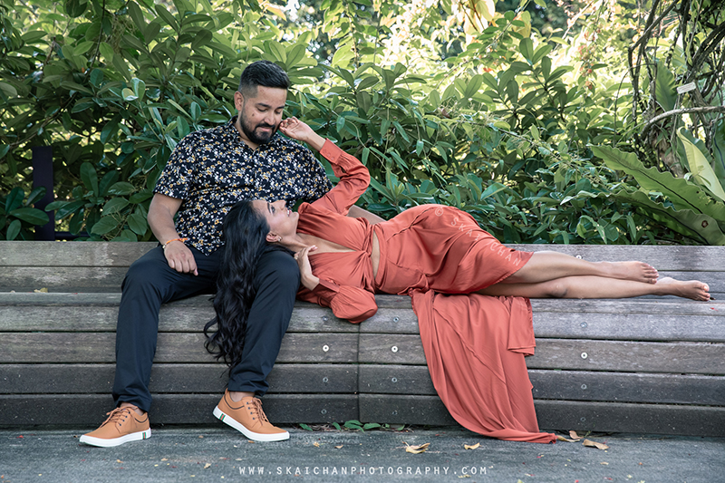 Outdoor casual couple photoshoot session with Elvis Philip & Monali P at World of Plants (Gardens By The Bay)
