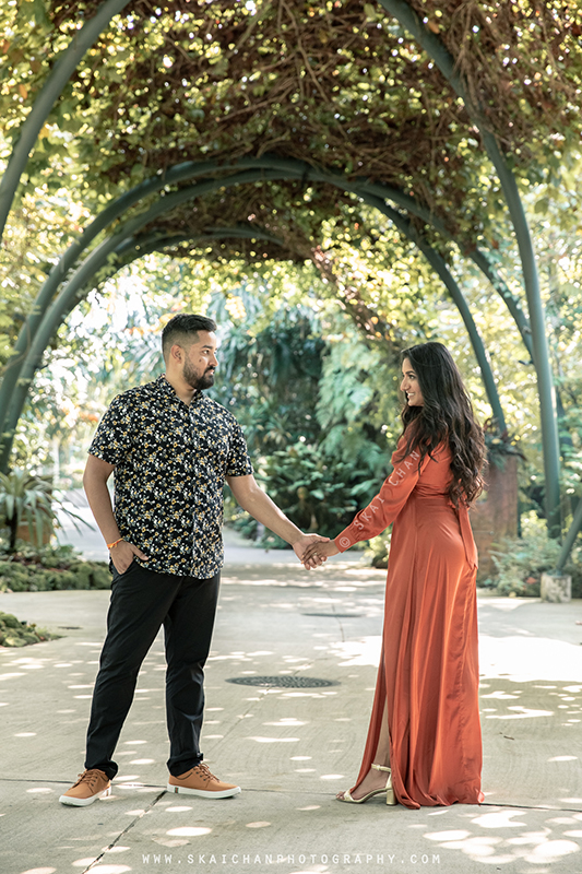 Outdoor casual couple photoshoot session with Elvis Philip & Monali P at World of Plants (Gardens By The Bay)