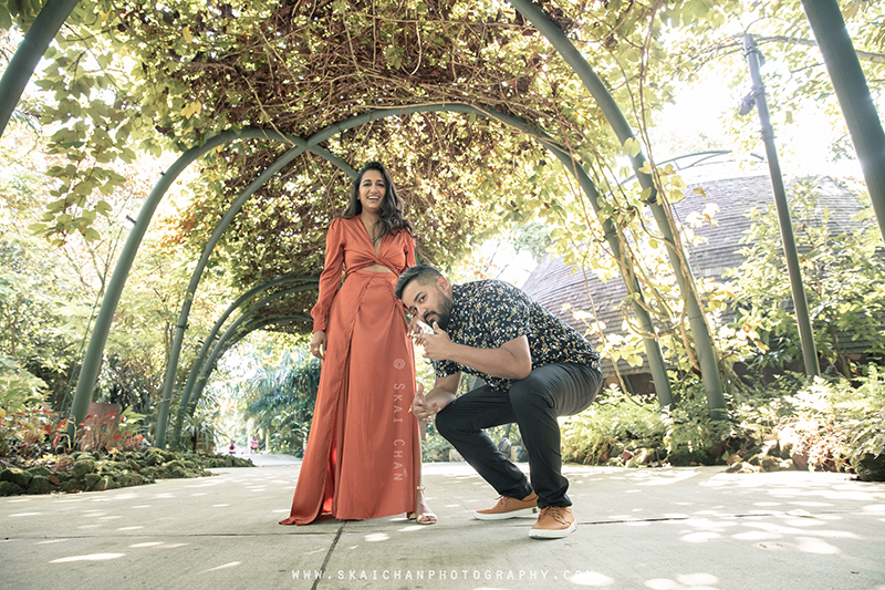 Outdoor casual couple photoshoot session with Elvis Philip & Monali P at World of Plants (Gardens By The Bay)