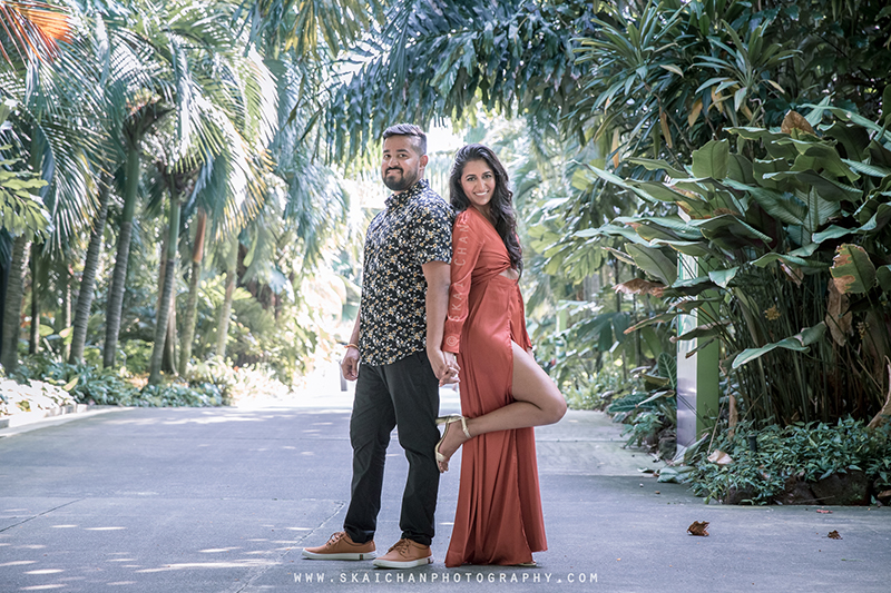 Outdoor casual couple photoshoot session with Elvis Philip & Monali P at World of Plants (Gardens By The Bay)