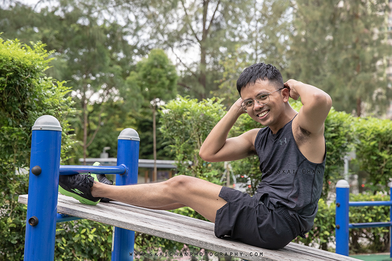 Lifestyle fitness workout/ exercise portrait photoshoot session with Barry Chow @ fitness corner (Yuan Ching Road)