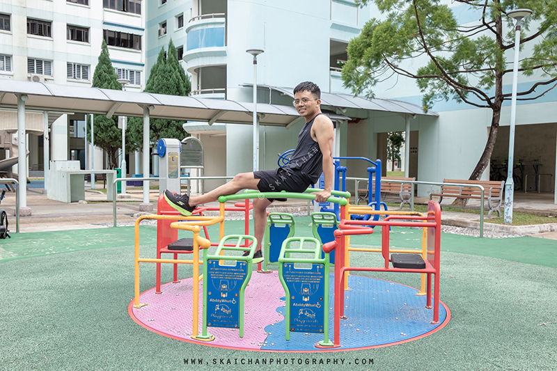 Lifestyle fitness workout/ exercise portrait photoshoot session with Barry Chow @ fitness corner (Yuan Ching Road)