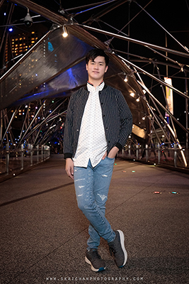 Outdoor Night Teenager Photoshoot - Justin @ Helix Bridge