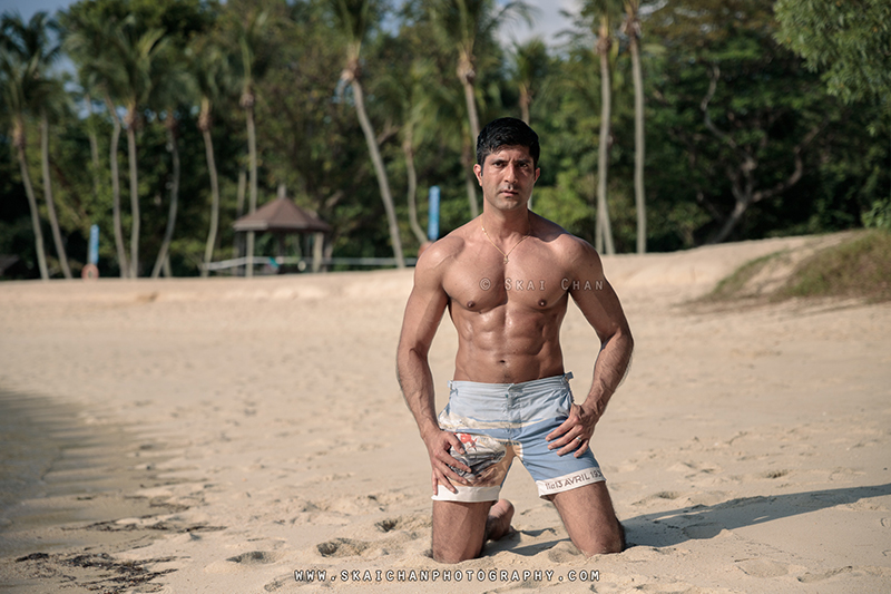 Water themed physique portrait photoshoot session with Deepraj @ Tanjong Beach (Sentosa)