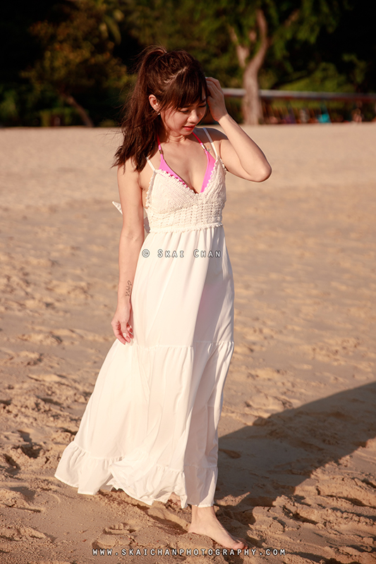 Beach fashion photoshoot session with Kai Ling at Palawan Beach (Sentosa)