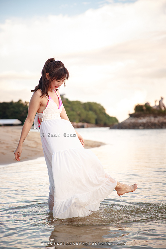 Beach fashion photoshoot session with Kai Ling at Palawan Beach (Sentosa)