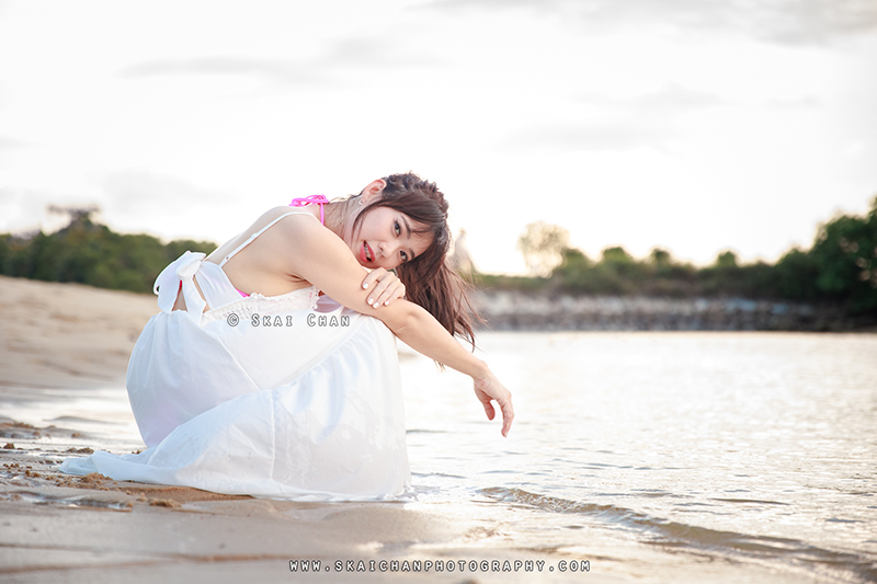 Beach fashion photoshoot session with Kai Ling at Palawan Beach (Sentosa)