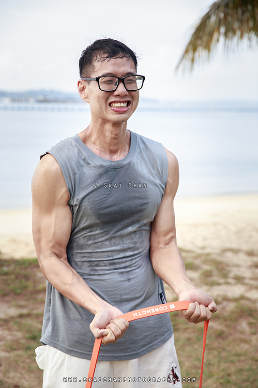 Fitness workout photoshoot session with Raymond Chan at Pasir Ris Beach