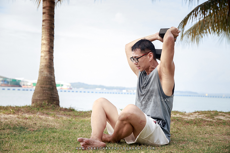 Fitness workout photoshoot session with Raymond Chan at Pasir Ris Beach